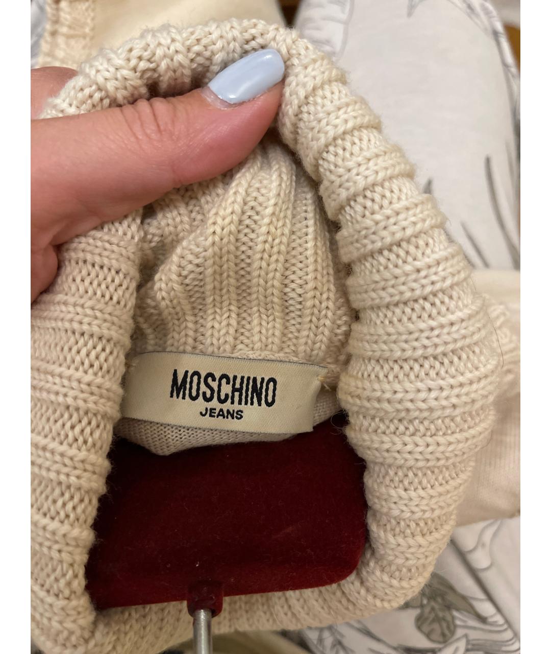 MOSCHINO Бежевый шерстяной джемпер / свитер, фото 3