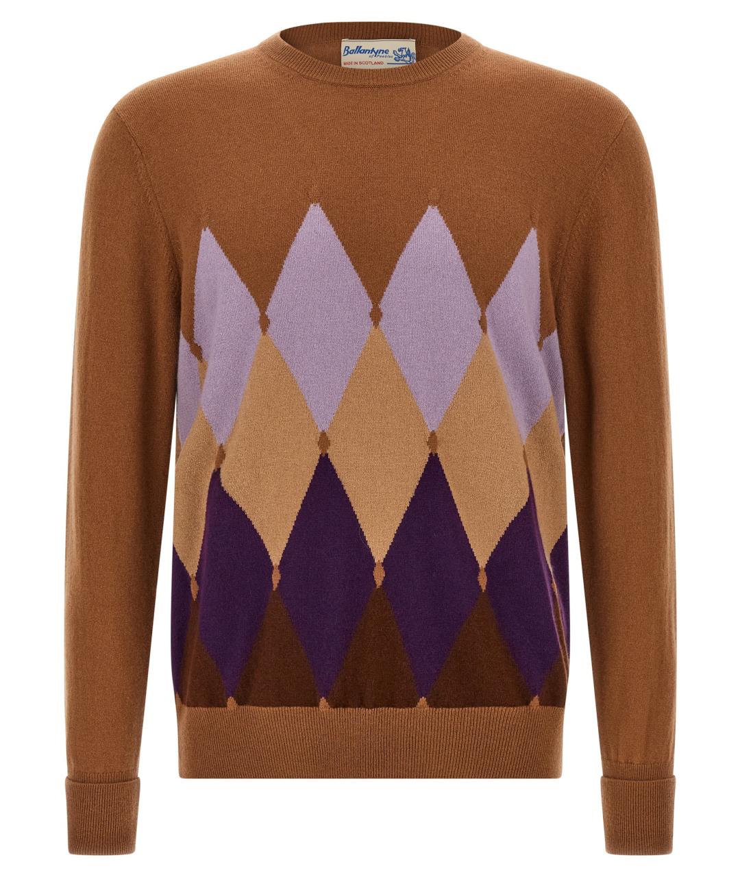 BALLANTYNE Коричневый кашемировый джемпер / свитер, фото 1