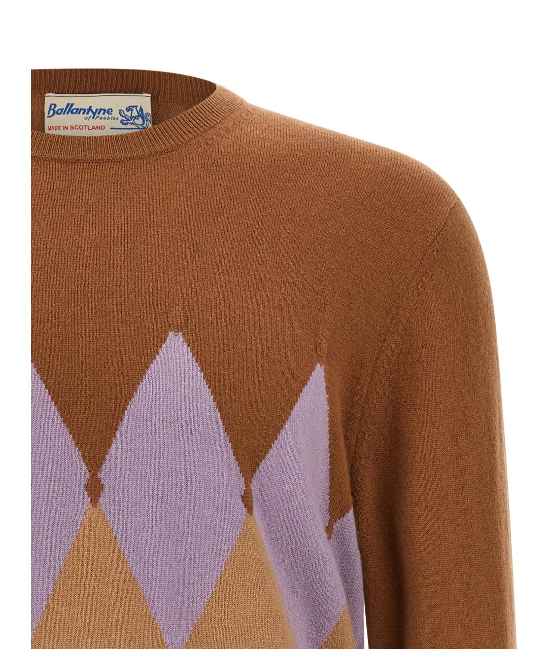BALLANTYNE Коричневый кашемировый джемпер / свитер, фото 3