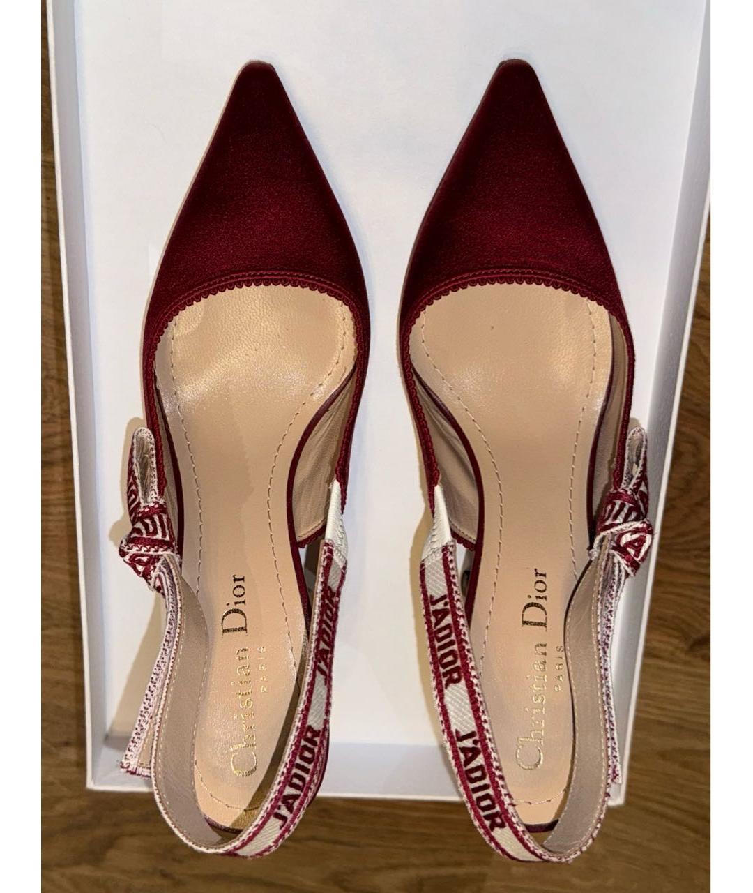CHRISTIAN DIOR Бордовые бархатные туфли, фото 3