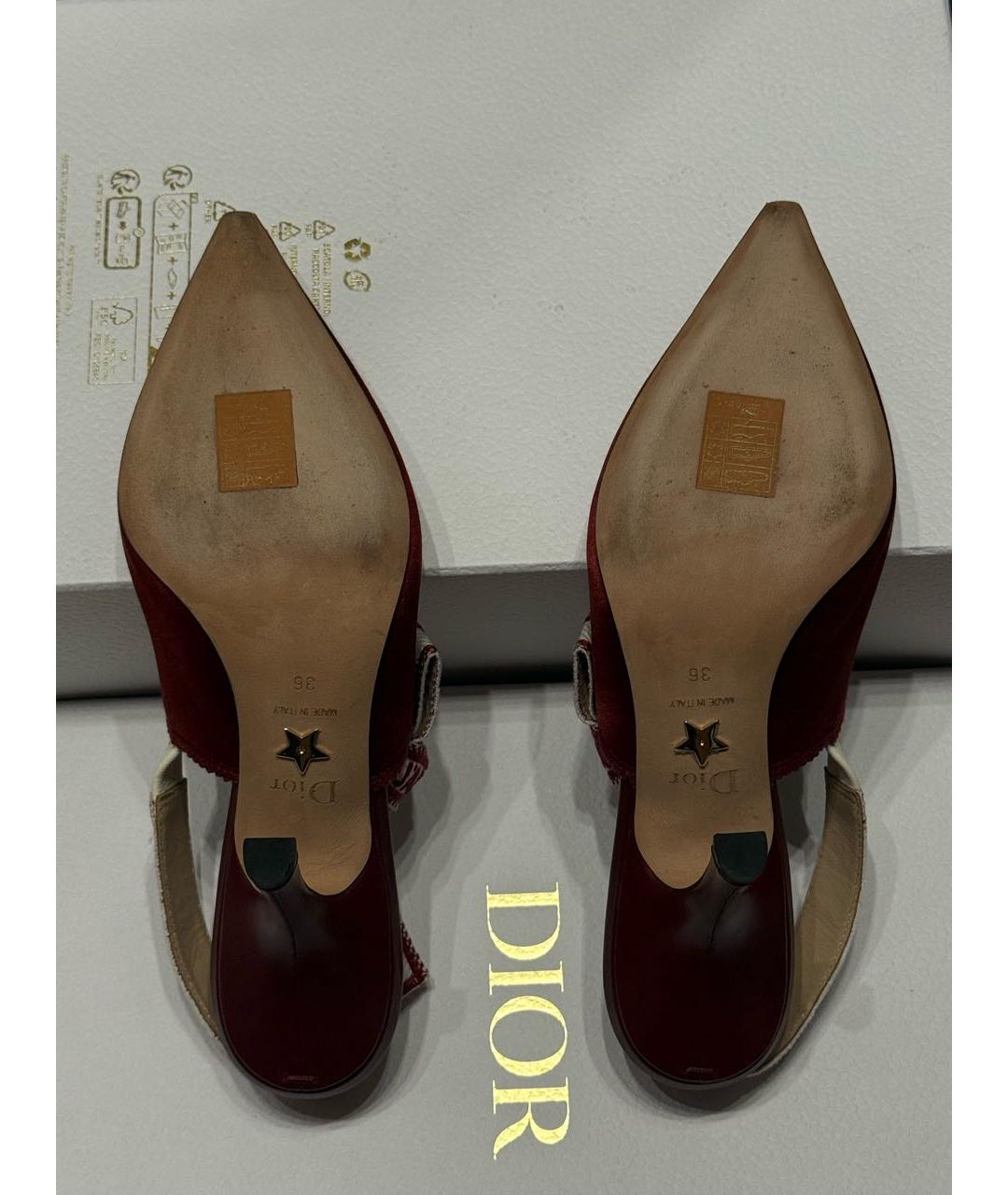 CHRISTIAN DIOR Бордовые бархатные туфли, фото 6