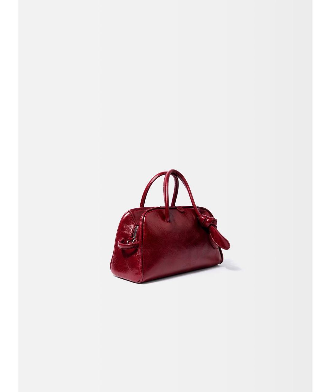 JACQUEMUS Бордовая кожаная сумка с короткими ручками, фото 5