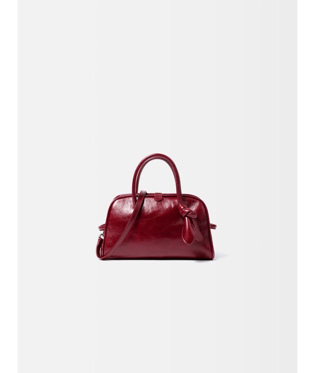 JACQUEMUS Бордовая кожаная сумка с короткими ручками, фото 6