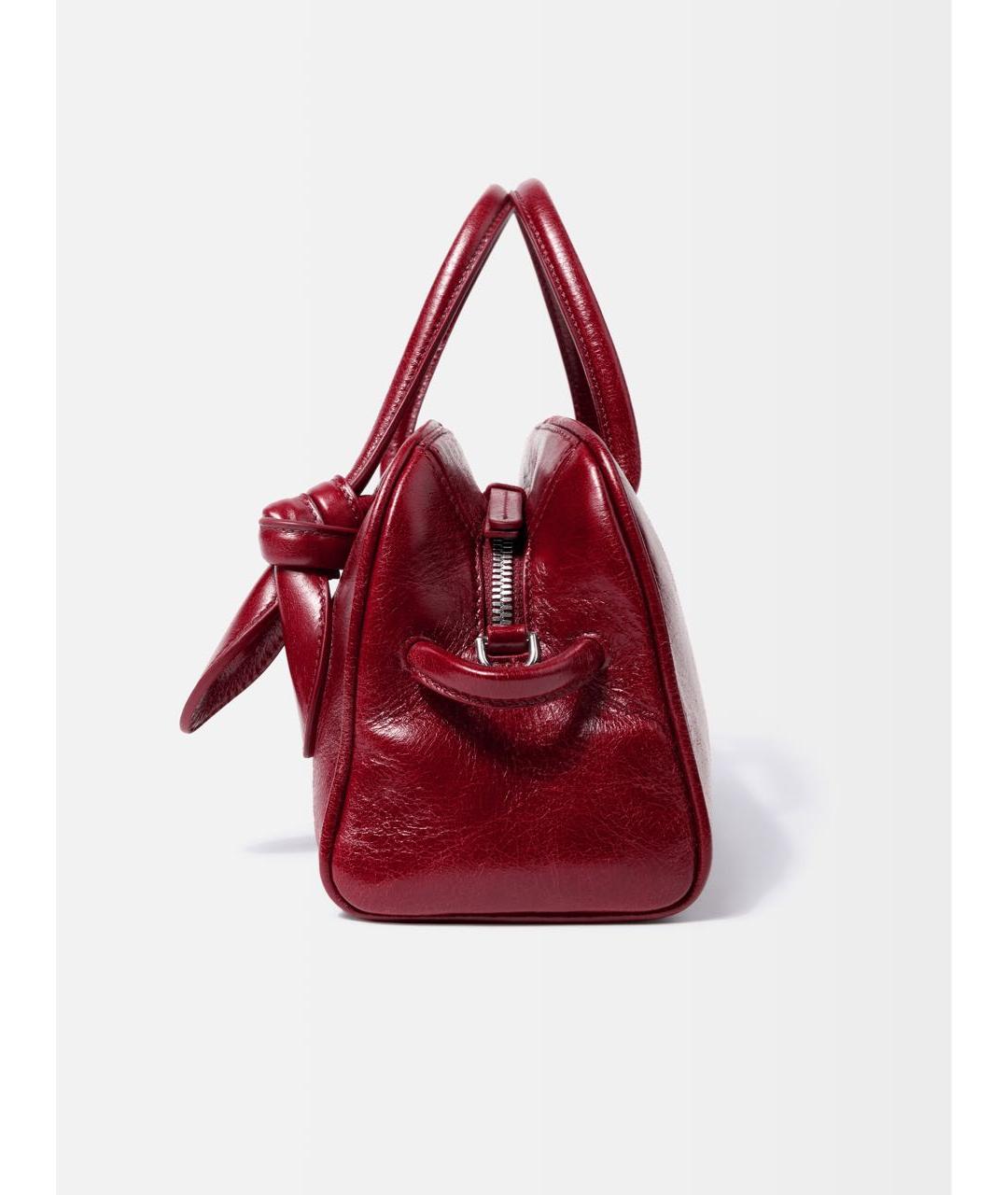 JACQUEMUS Бордовая кожаная сумка с короткими ручками, фото 4