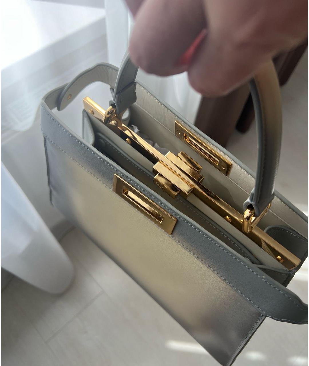 FENDI Серая кожаная сумка через плечо, фото 2