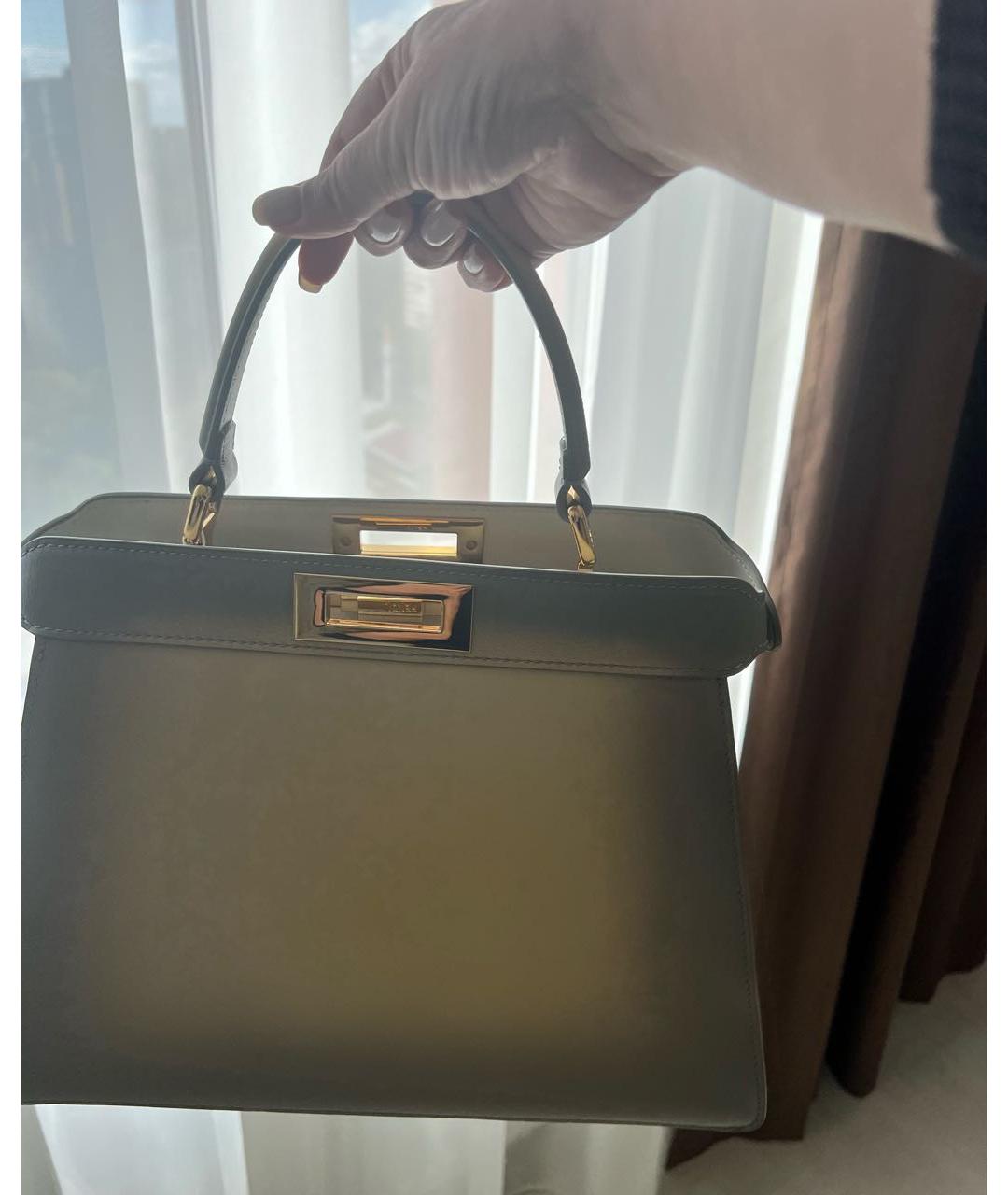 FENDI Серая кожаная сумка через плечо, фото 3