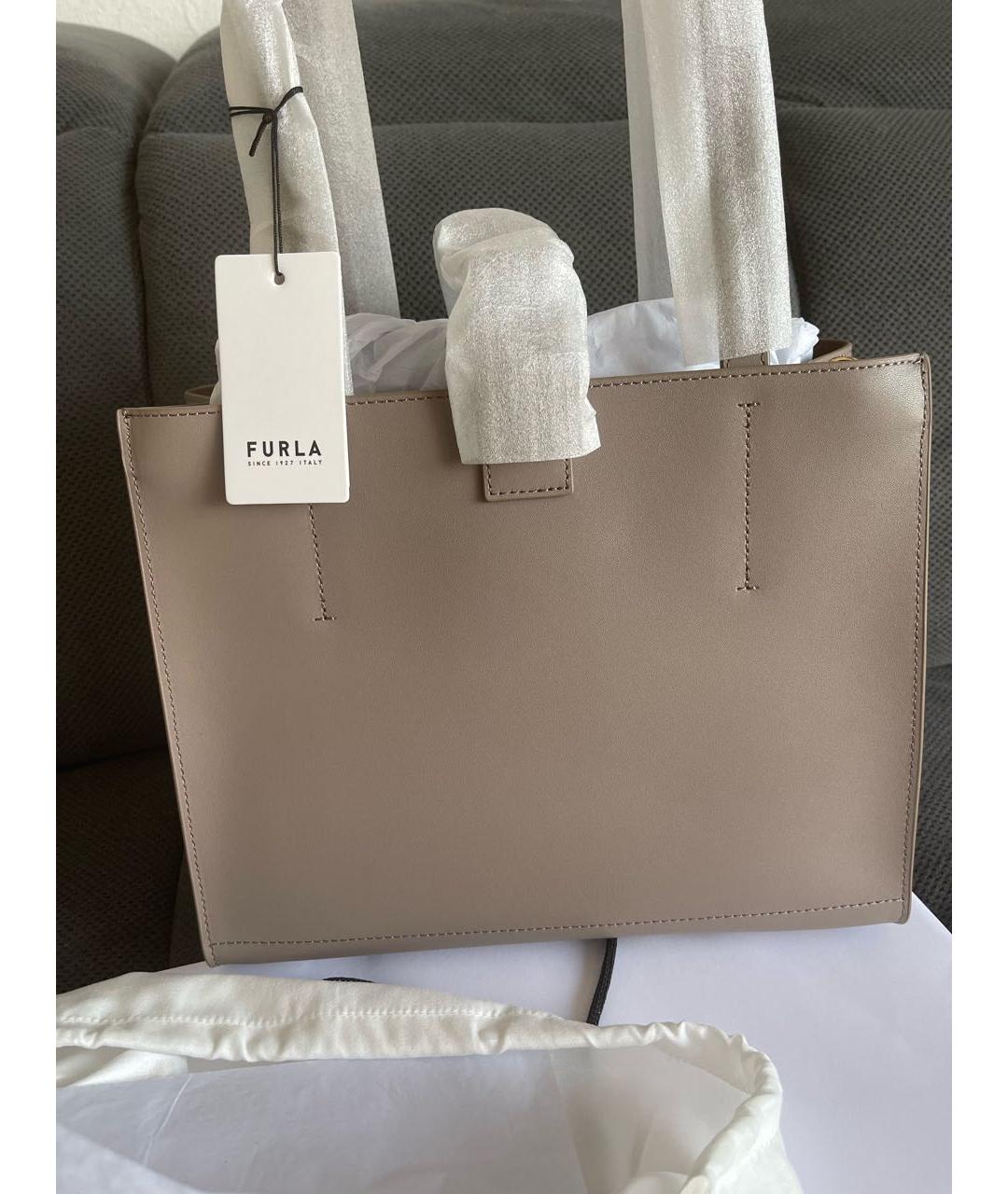 FURLA Серая кожаная сумка тоут, фото 5