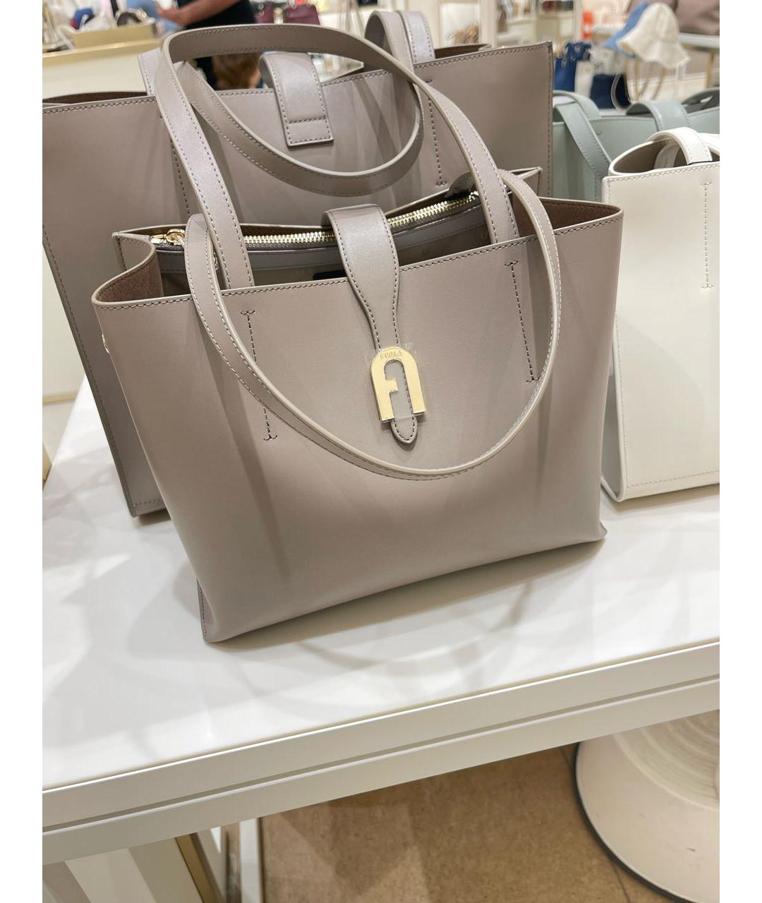 FURLA Серая кожаная сумка тоут, фото 9