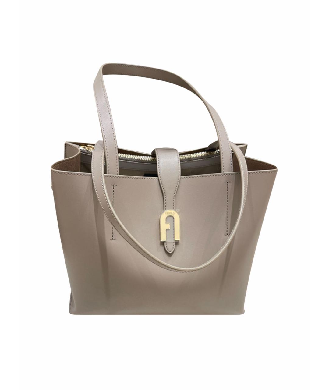FURLA Серая кожаная сумка тоут, фото 1