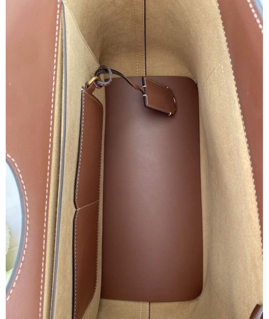 BURBERRY Коричневая кожаная сумка с короткими ручками, фото 4