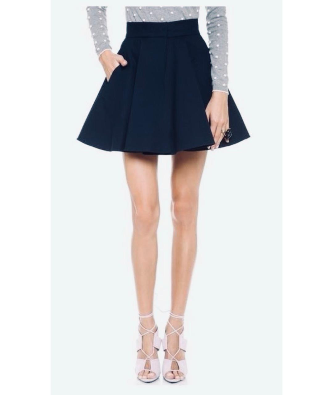 RED VALENTINO Темно-синяя хлопко-эластановая юбка мини, фото 2