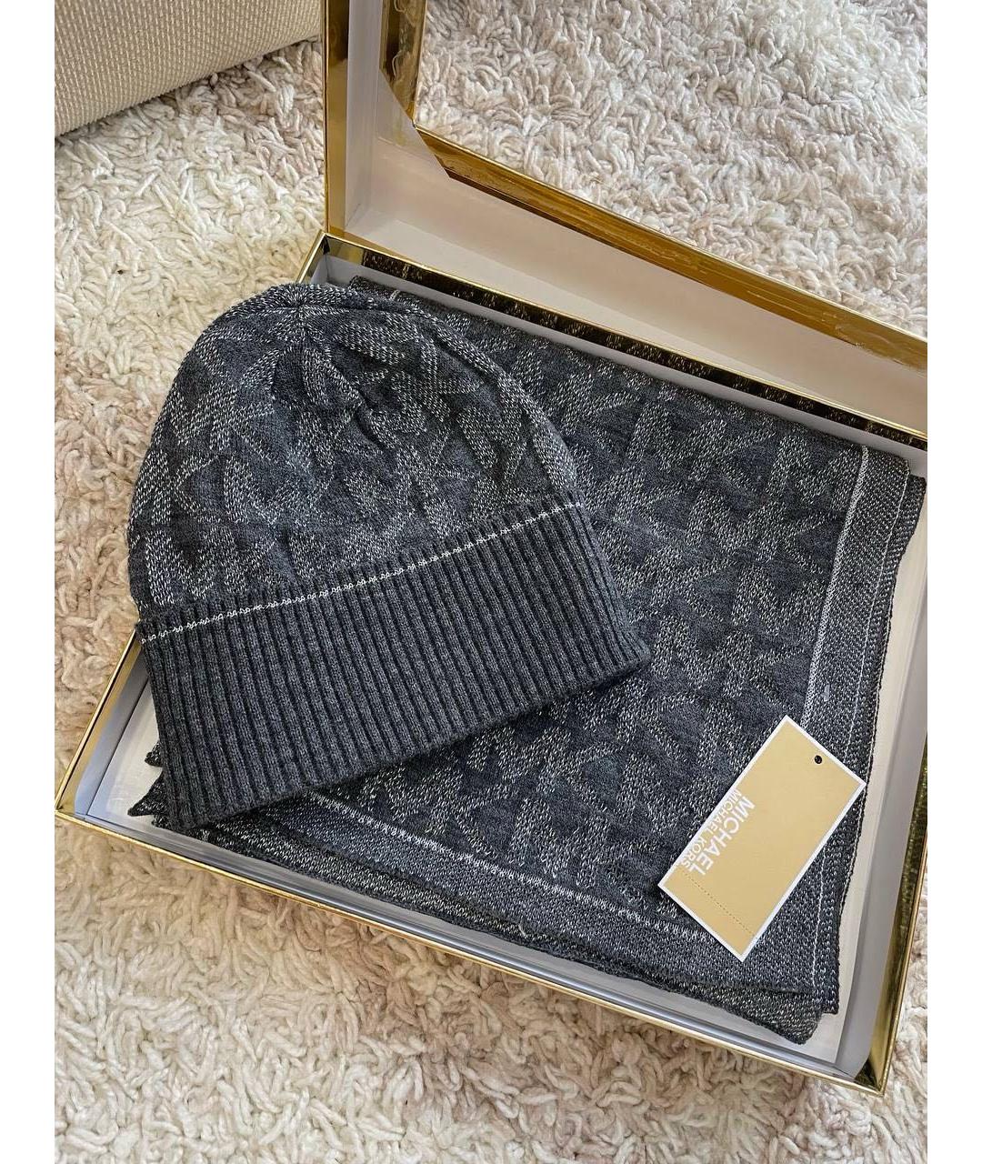 MICHAEL KORS Серый хлопковый шарф, фото 2