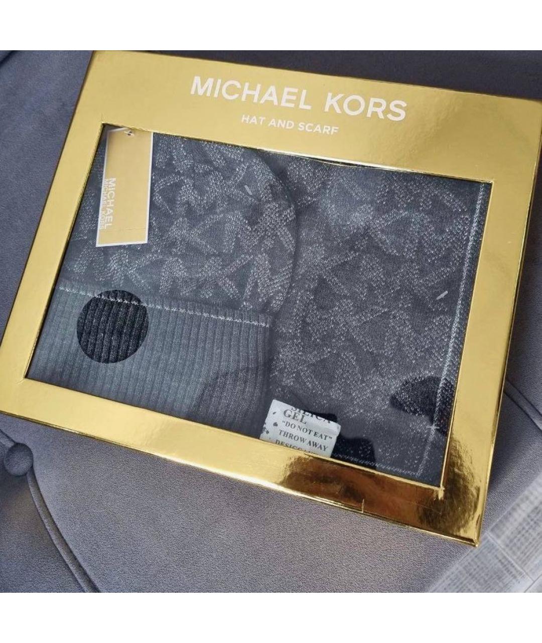 MICHAEL KORS Серый хлопковый шарф, фото 3