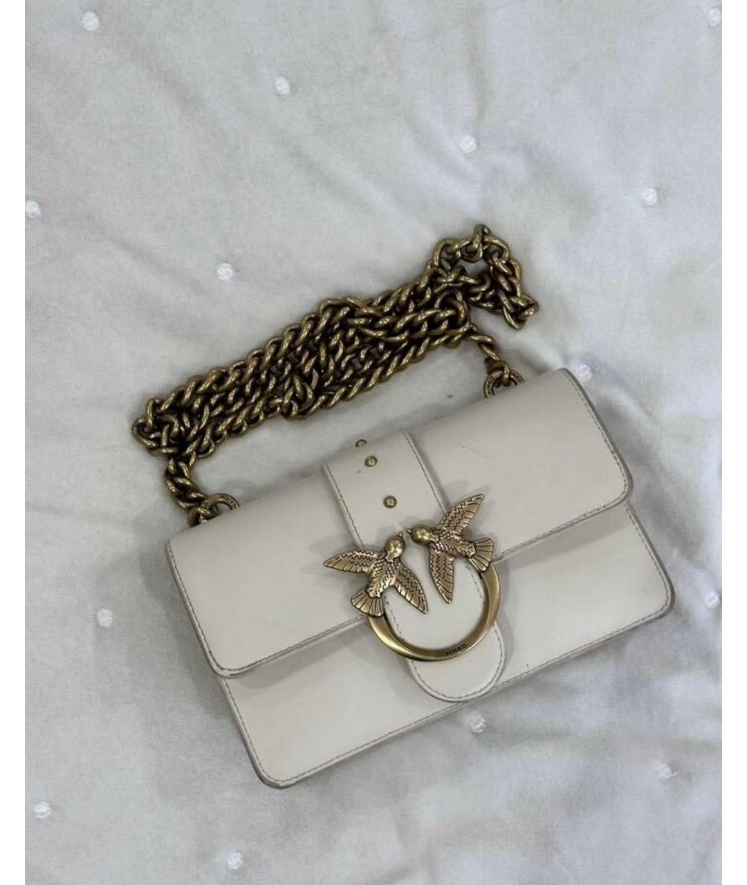 PINKO Бежевая кожаная сумка через плечо, фото 4