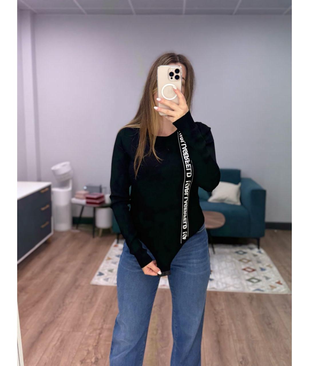 KARL LAGERFELD Черное вискозное боди, фото 2
