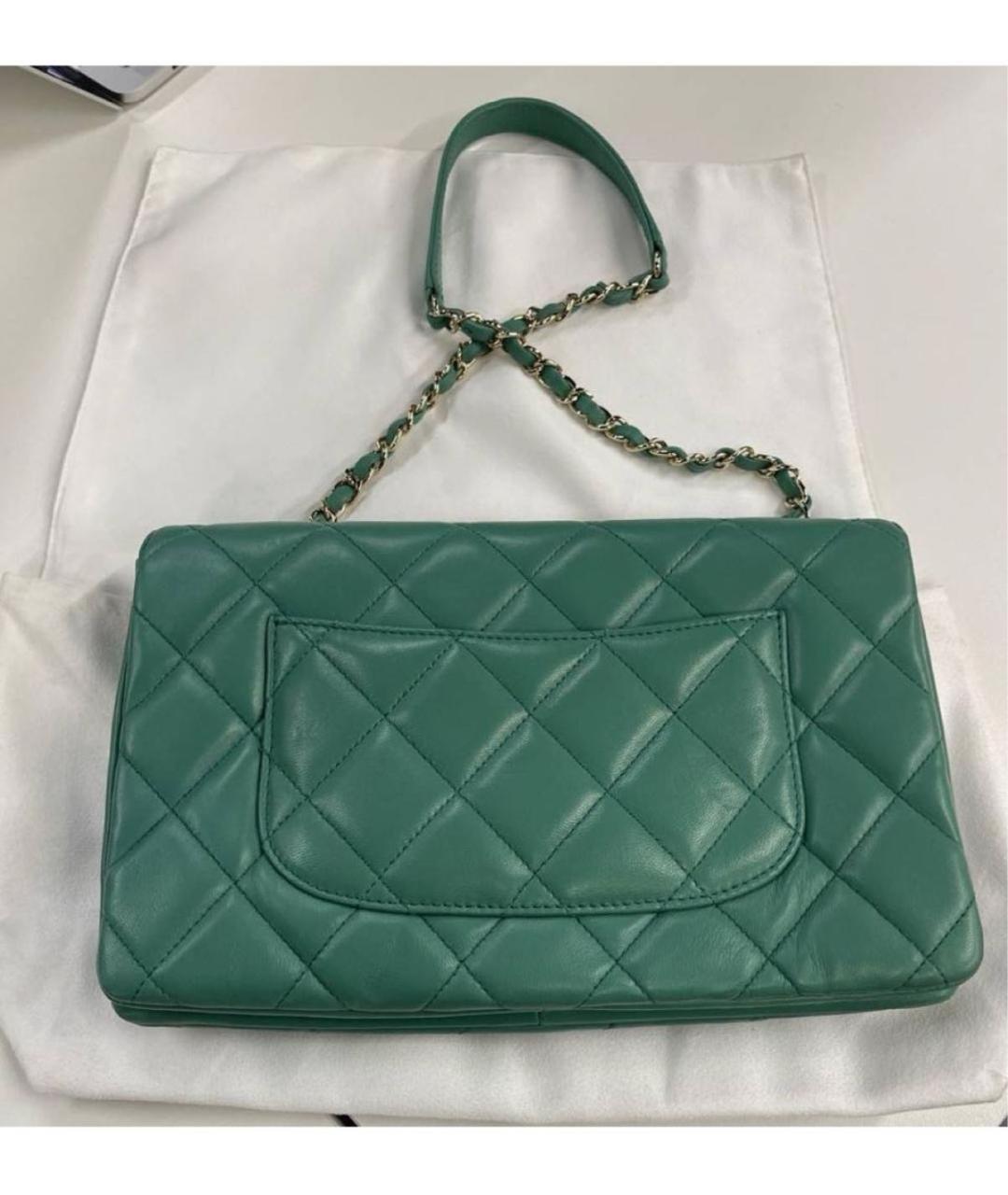 CHANEL Бирюзовая кожаная сумка с короткими ручками, фото 5