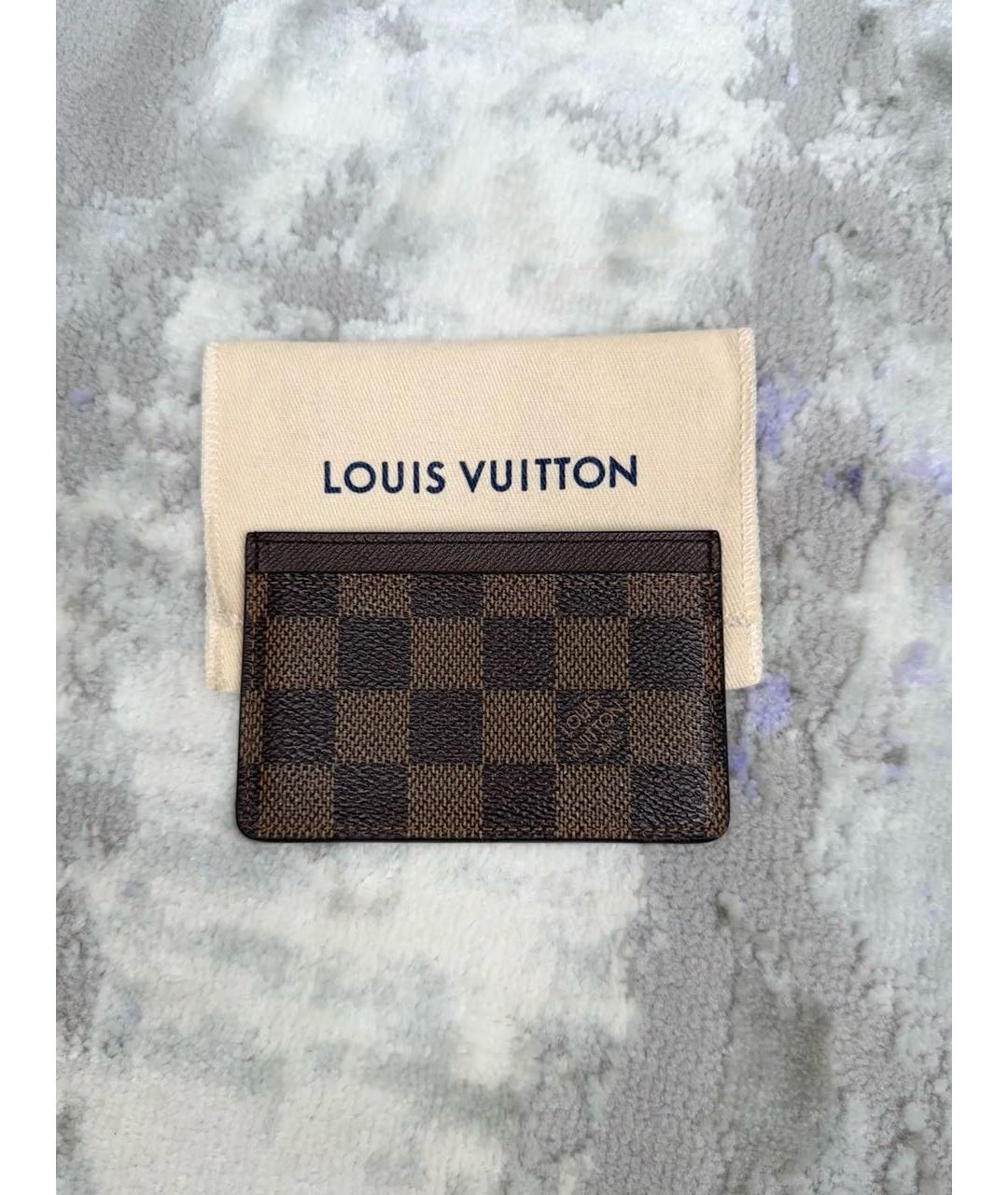 LOUIS VUITTON Коричневый кожаный кардхолдер, фото 2