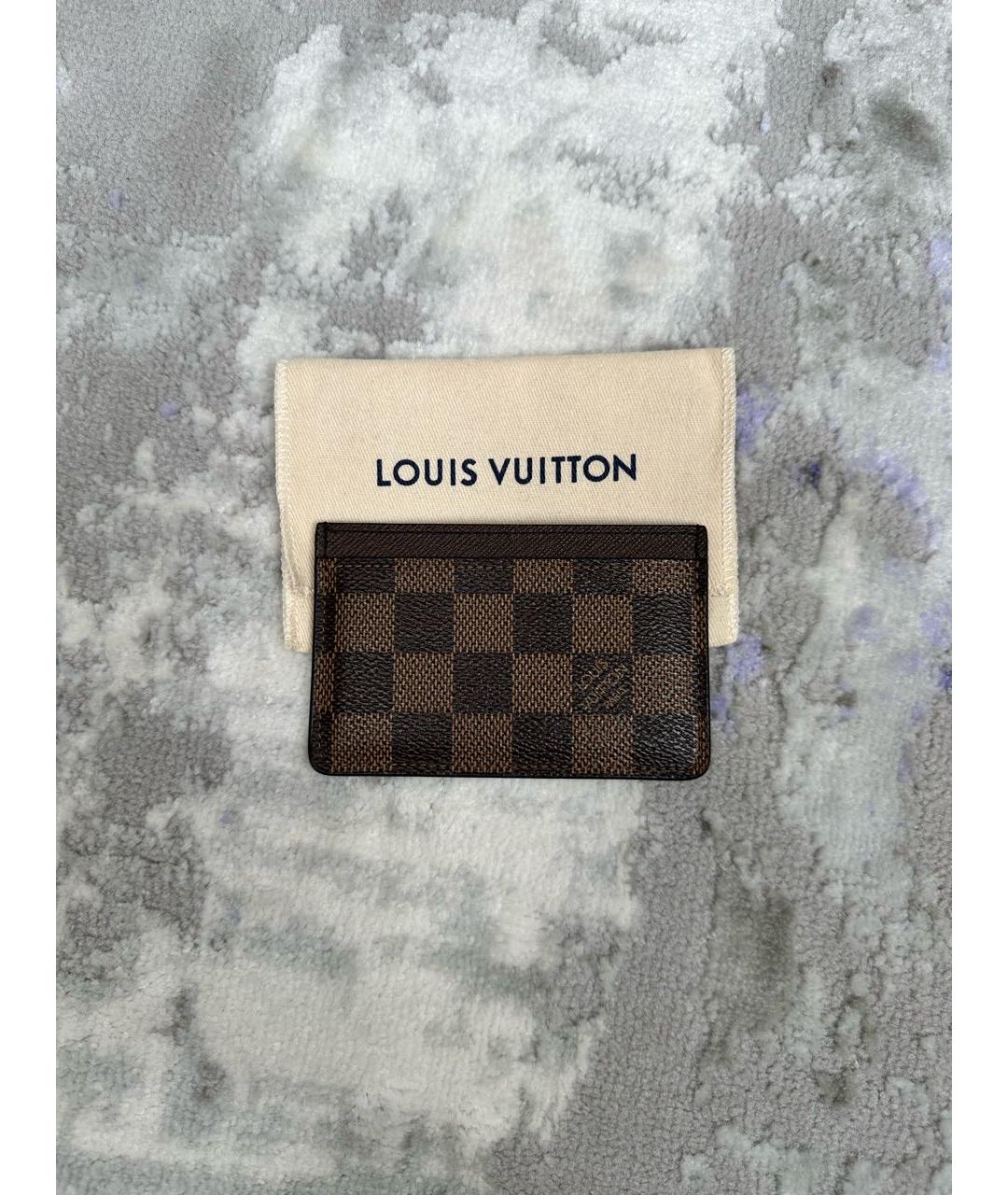 LOUIS VUITTON Коричневый кожаный кардхолдер, фото 5