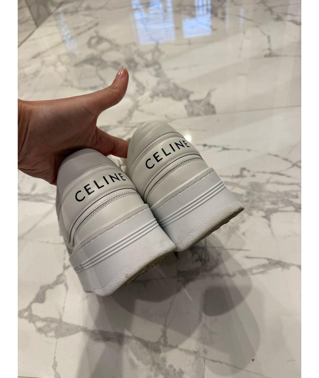 CELINE Белые кожаные кроссовки, фото 4