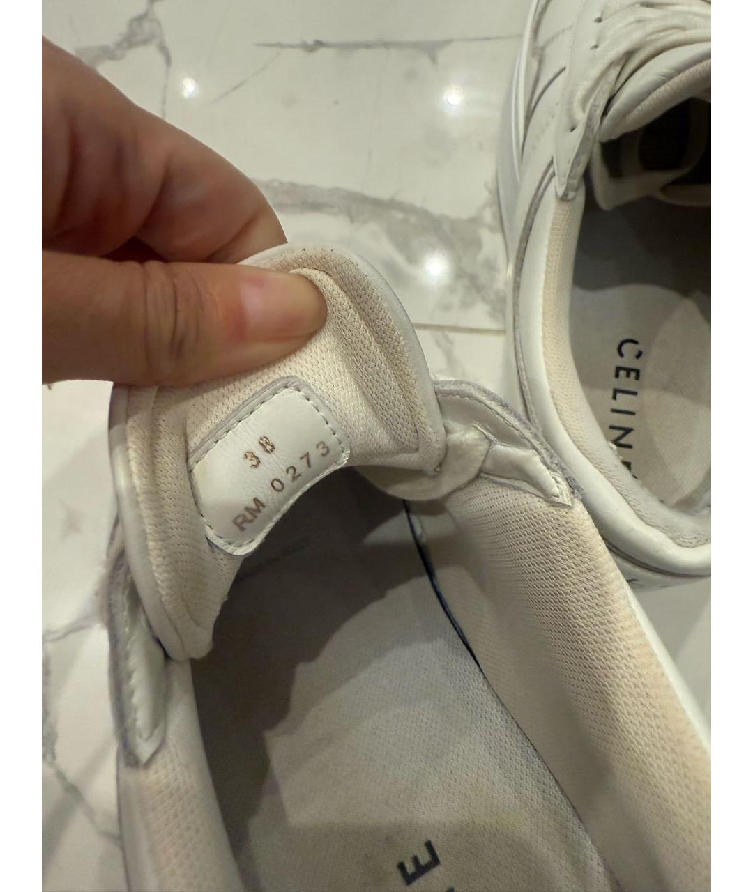 CELINE Белые кожаные кроссовки, фото 5