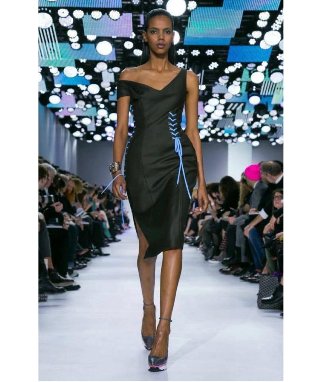 CHRISTIAN DIOR Черное шерстяное коктейльное платье, фото 3