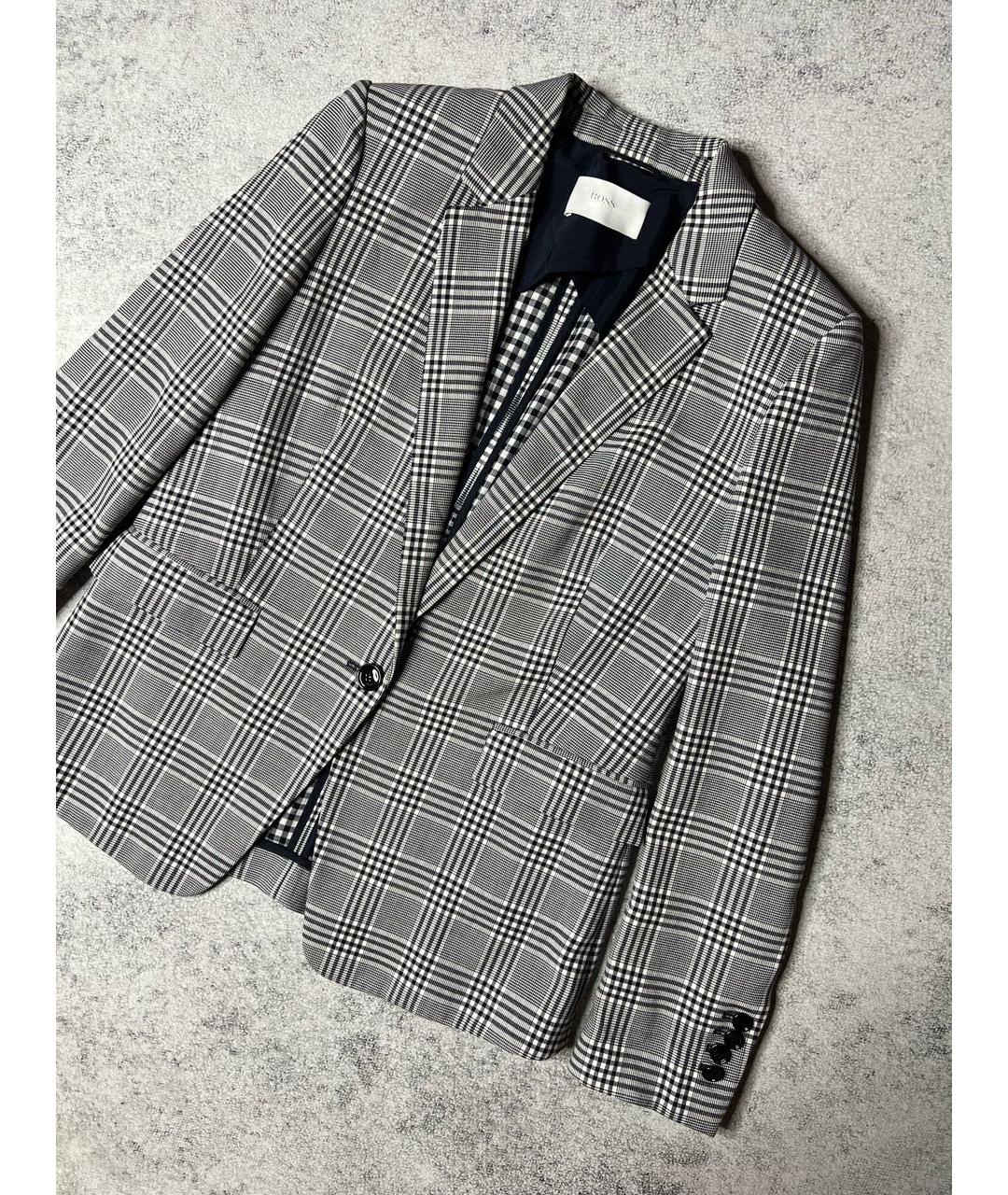 HUGO BOSS Серый хлопко-эластановый жакет/пиджак, фото 3