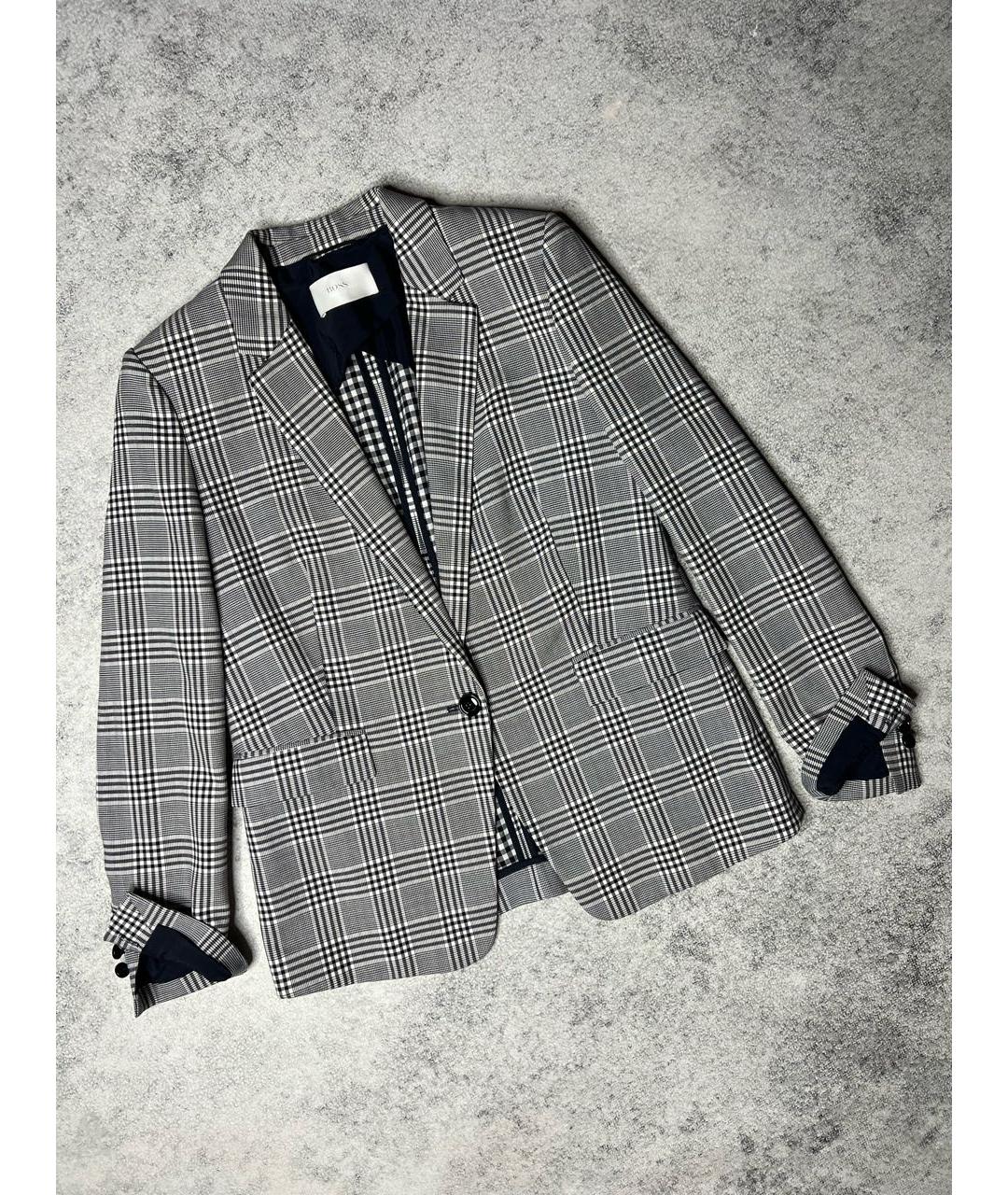 HUGO BOSS Серый хлопко-эластановый жакет/пиджак, фото 8