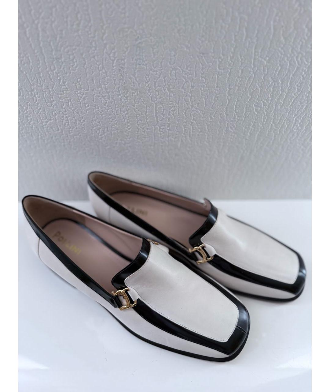 POLLINI Белые кожаные лоферы, фото 3
