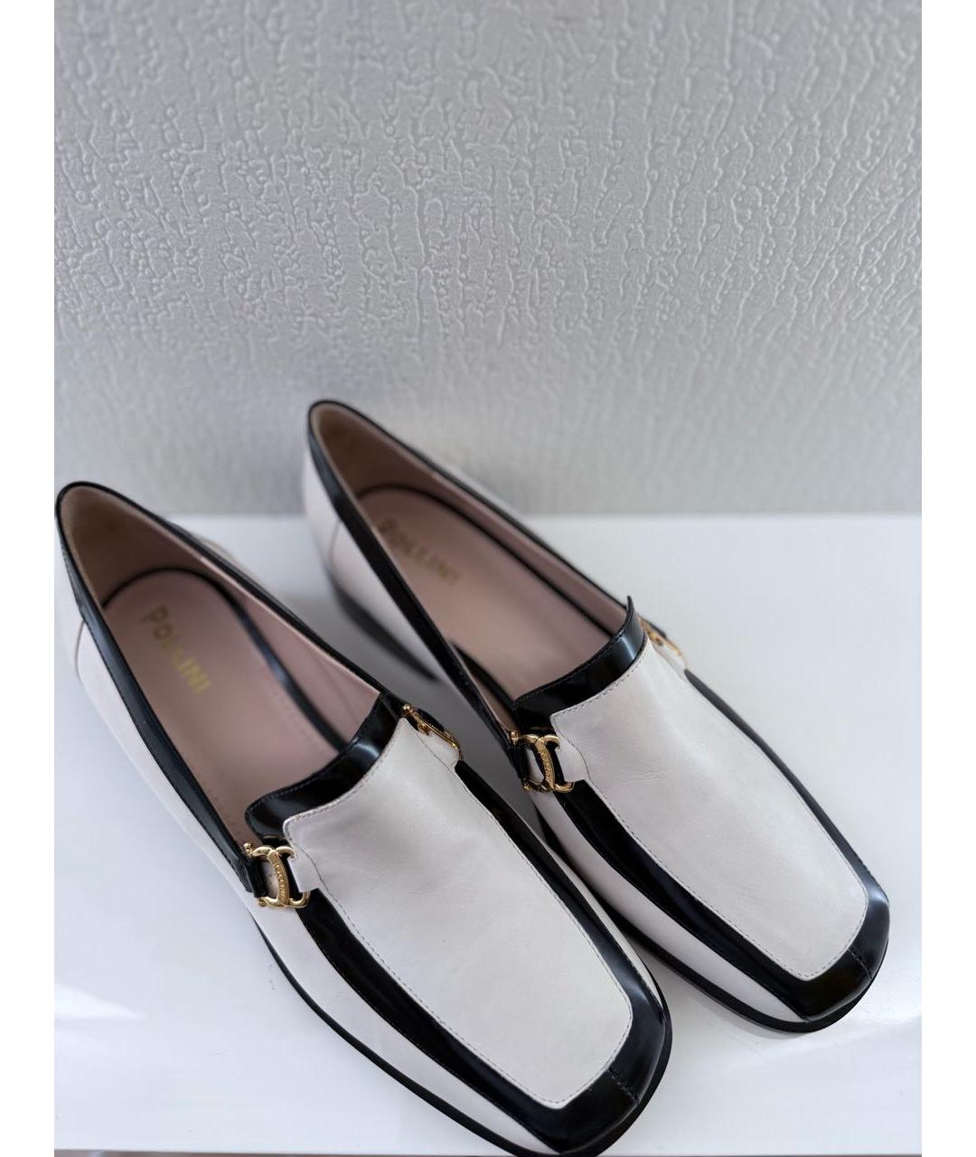 POLLINI Белые кожаные лоферы, фото 4