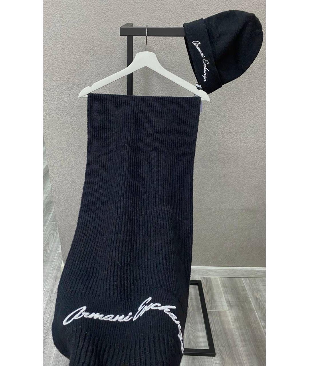 ARMANI EXCHANGE Черный хлопковый шарф, фото 3