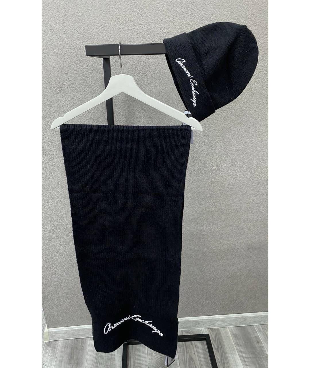 ARMANI EXCHANGE Черный хлопковый шарф, фото 5