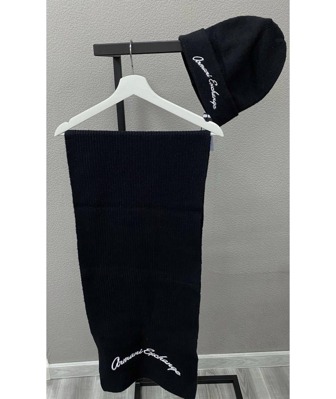 ARMANI EXCHANGE Черный хлопковый шарф, фото 10
