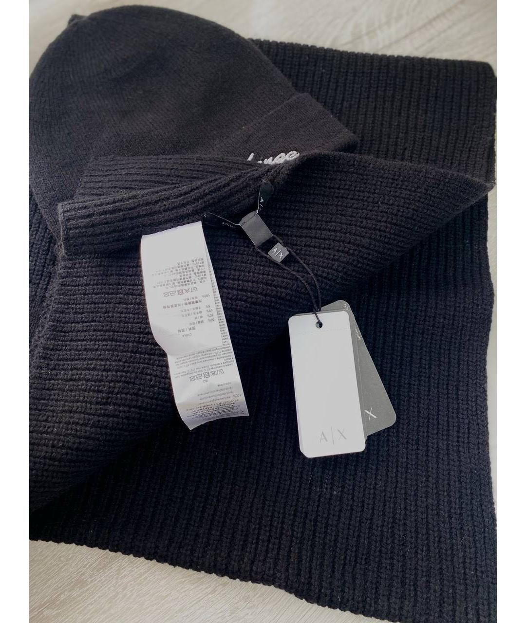 ARMANI EXCHANGE Черный хлопковый шарф, фото 7