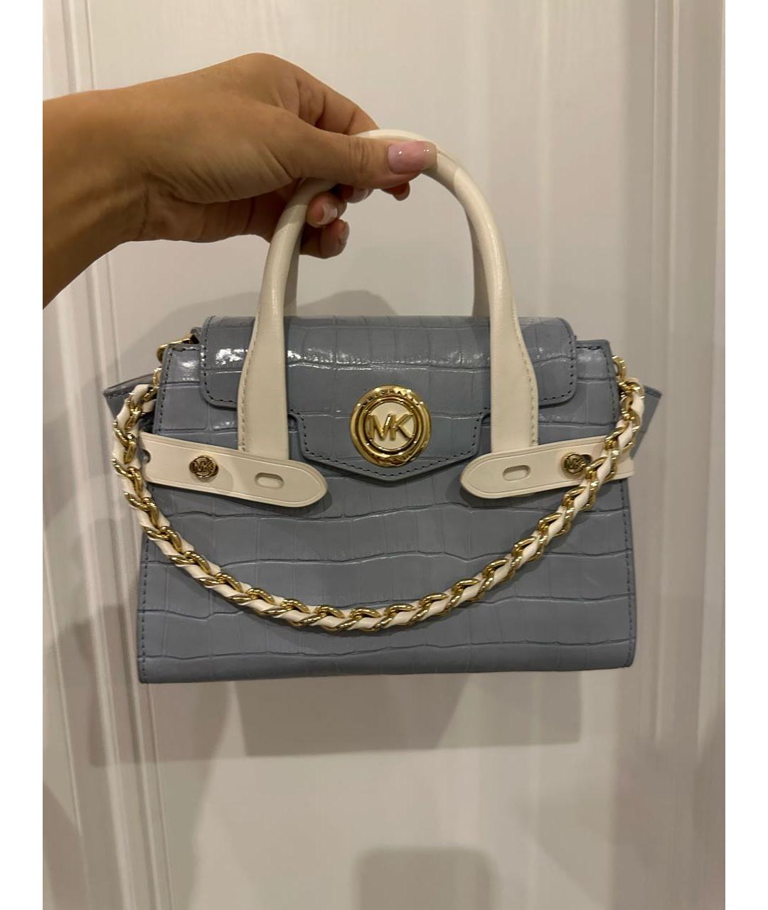 MICHAEL KORS Голубая кожаная сумка с короткими ручками, фото 7