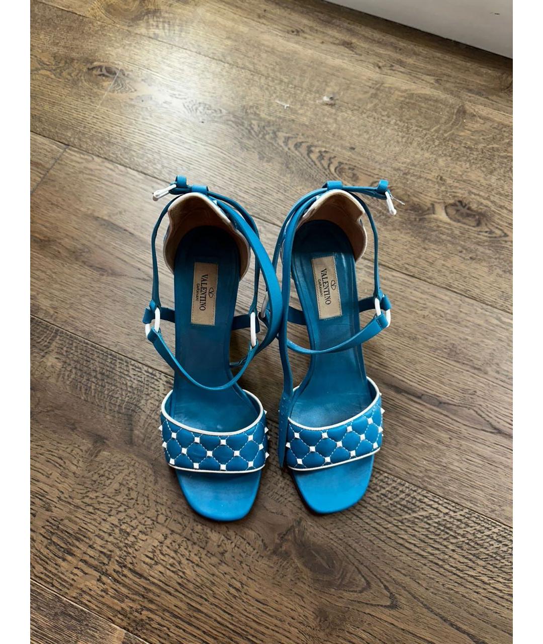 VALENTINO Бирюзовые кожаные босоножки, фото 2