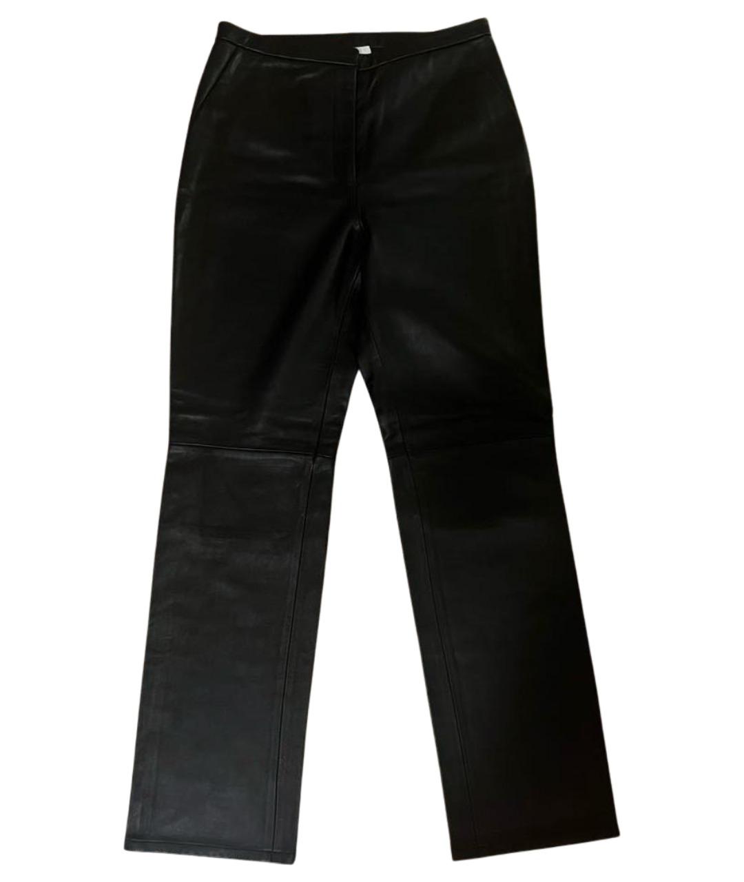 CALVIN KLEIN Черные кожаные прямые брюки, фото 1