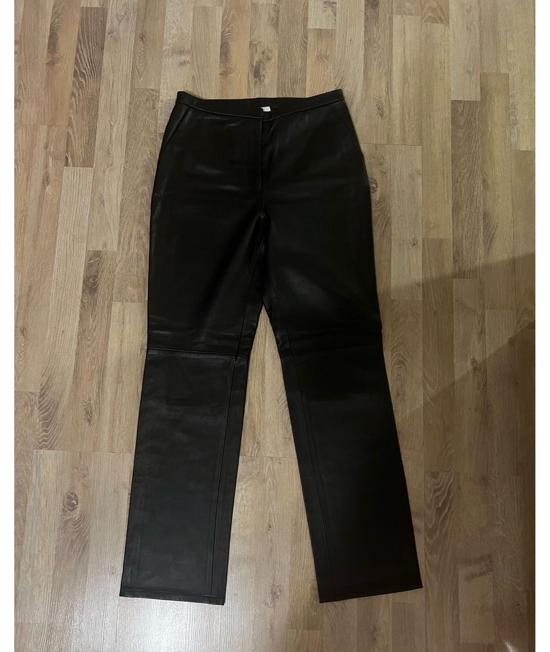 CALVIN KLEIN Черные кожаные прямые брюки, фото 8