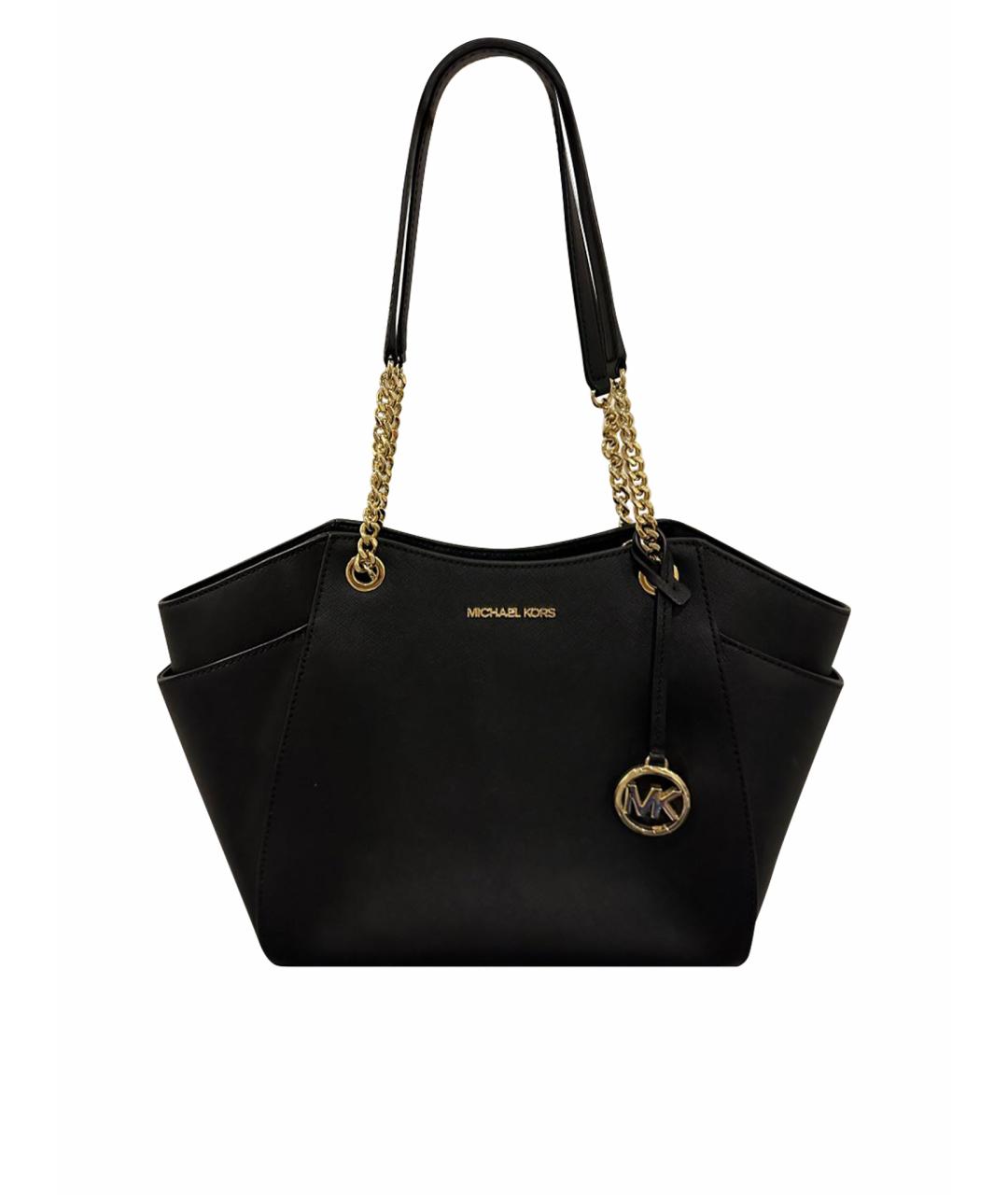 MICHAEL KORS Черная кожаная сумка тоут, фото 1