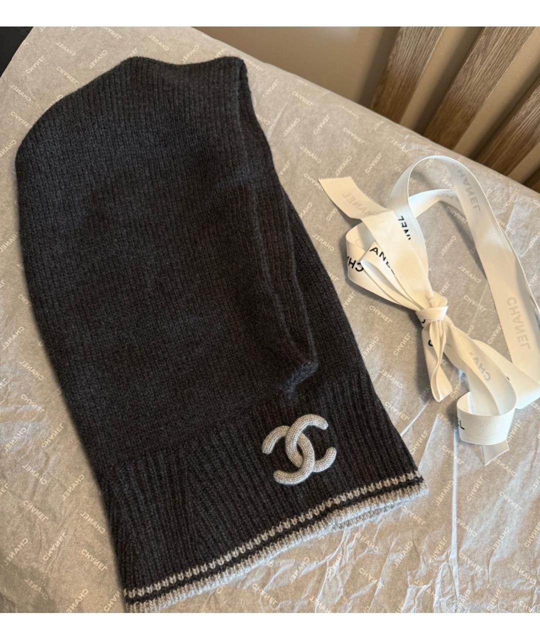 CHANEL Антрацитовый кашемировый капюшон, фото 3
