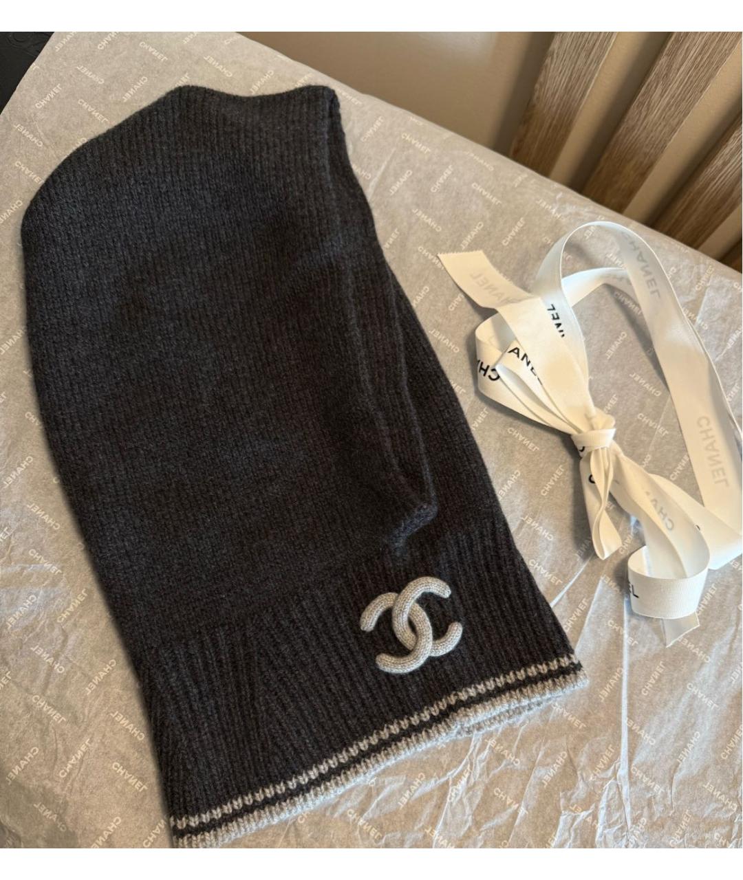 CHANEL Антрацитовый кашемировый капюшон, фото 2
