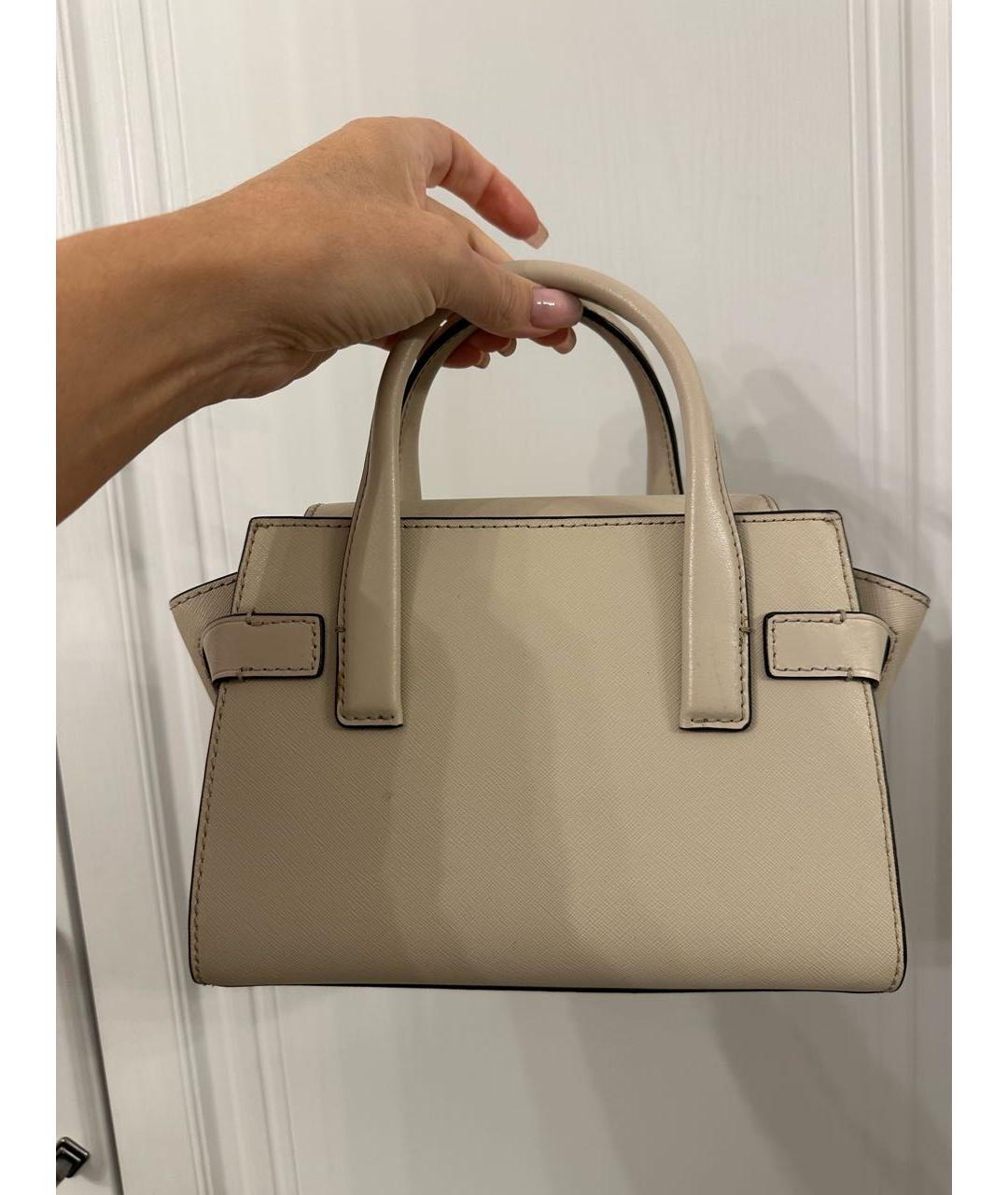 MICHAEL KORS Бежевая кожаная сумка с короткими ручками, фото 3
