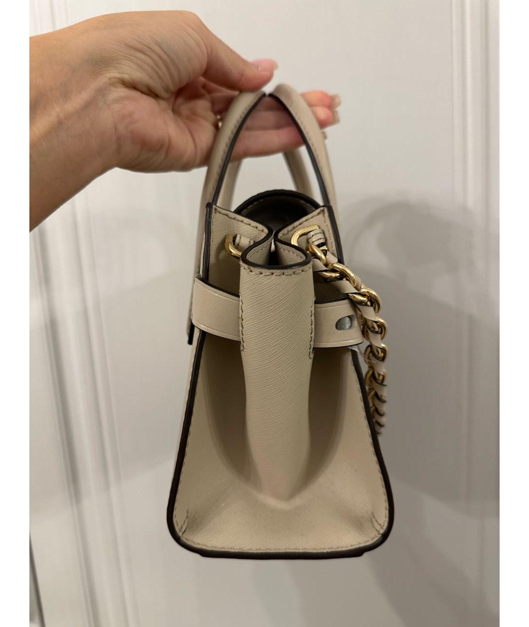 MICHAEL KORS Бежевая кожаная сумка с короткими ручками, фото 2