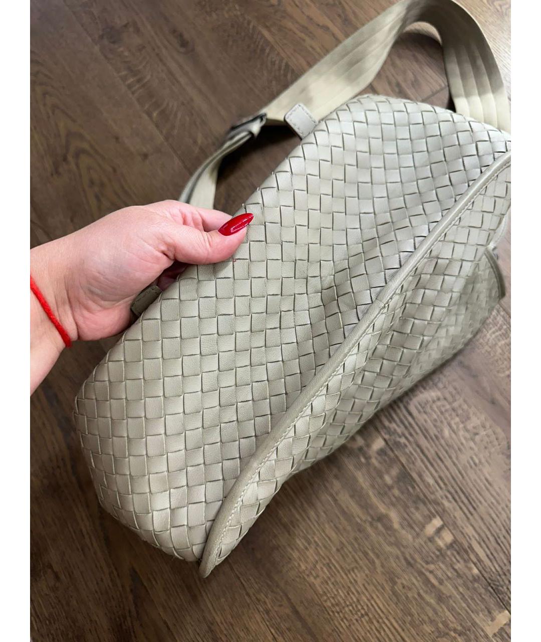 BOTTEGA VENETA Бежевая кожаная дорожная/спортивная сумка, фото 4