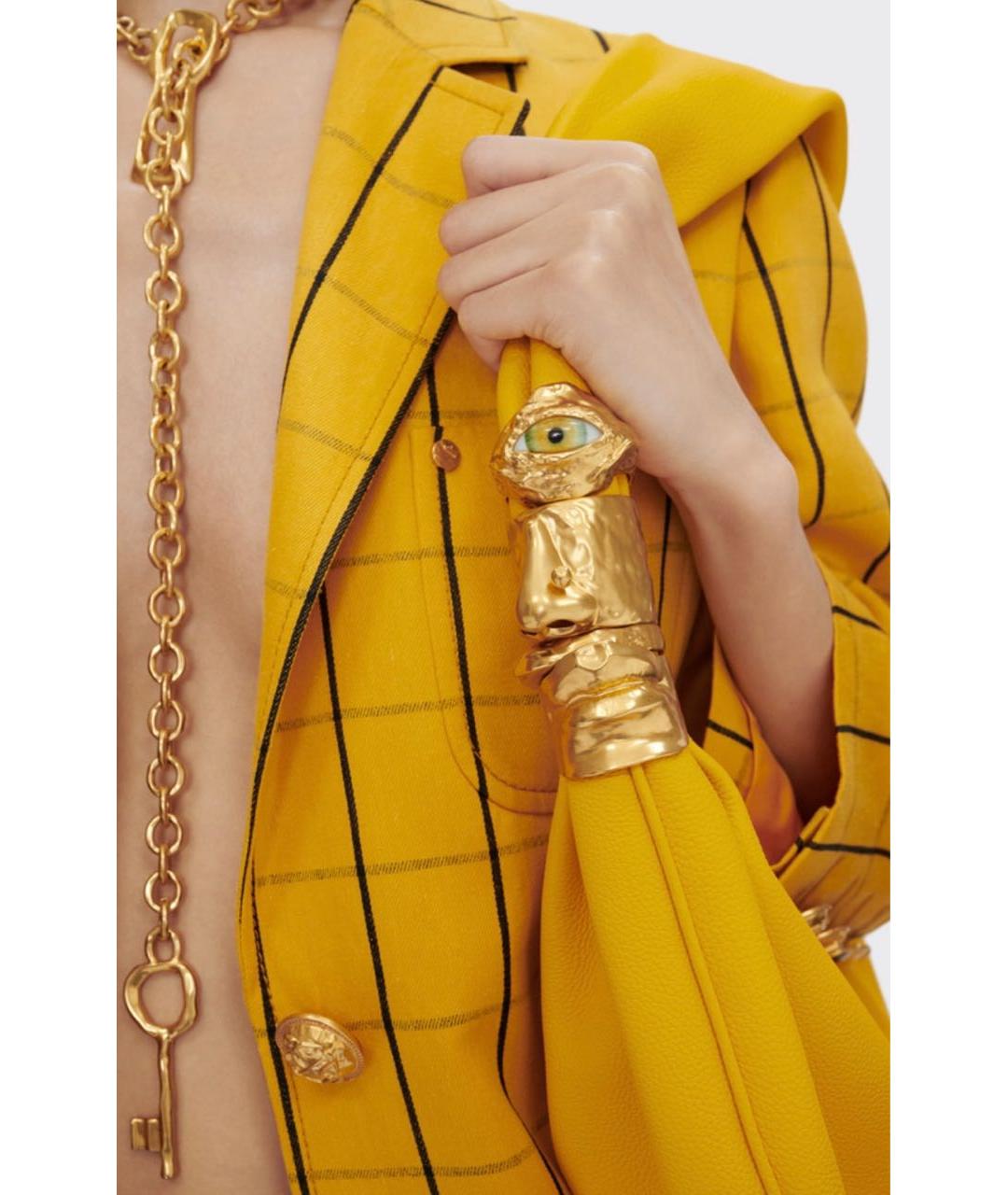 SCHIAPARELLI Желтая кожаная сумка тоут, фото 4