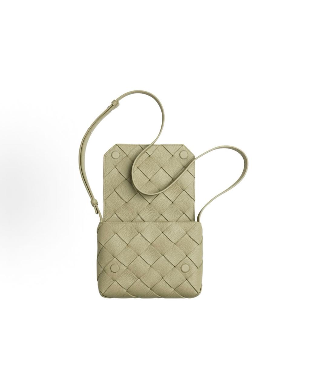 BOTTEGA VENETA Хаки кожаная сумка на плечо, фото 3