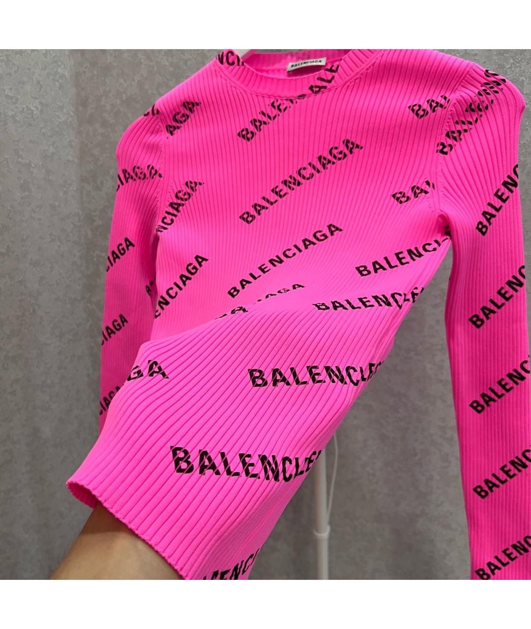 BALENCIAGA Розовый полиамидовый джемпер / свитер, фото 2