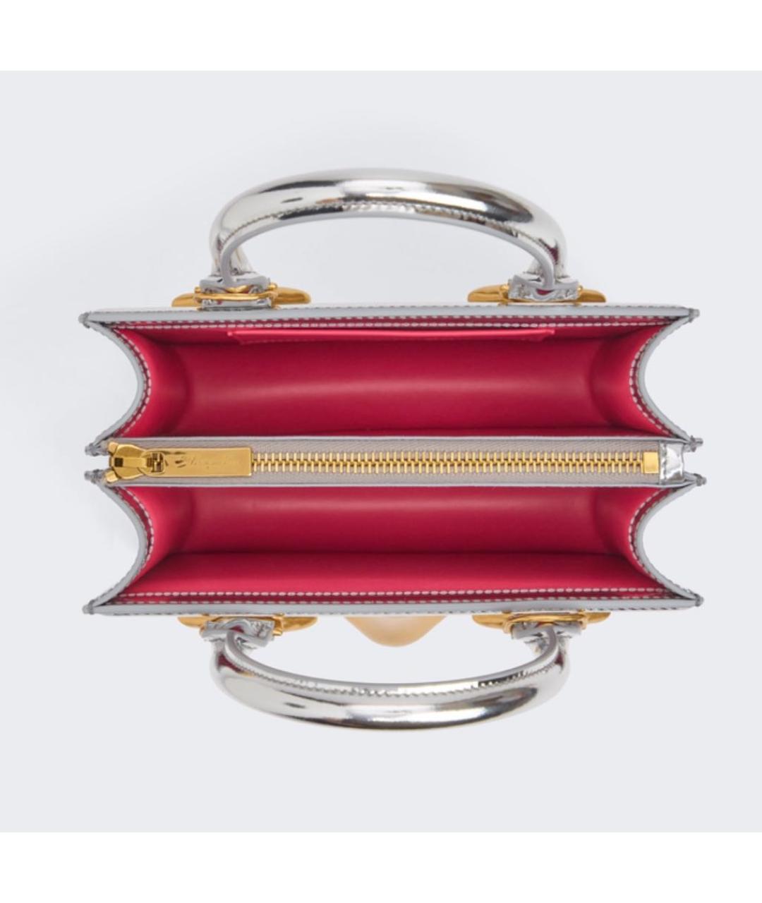 SCHIAPARELLI Серебряная кожаная сумка с короткими ручками, фото 5