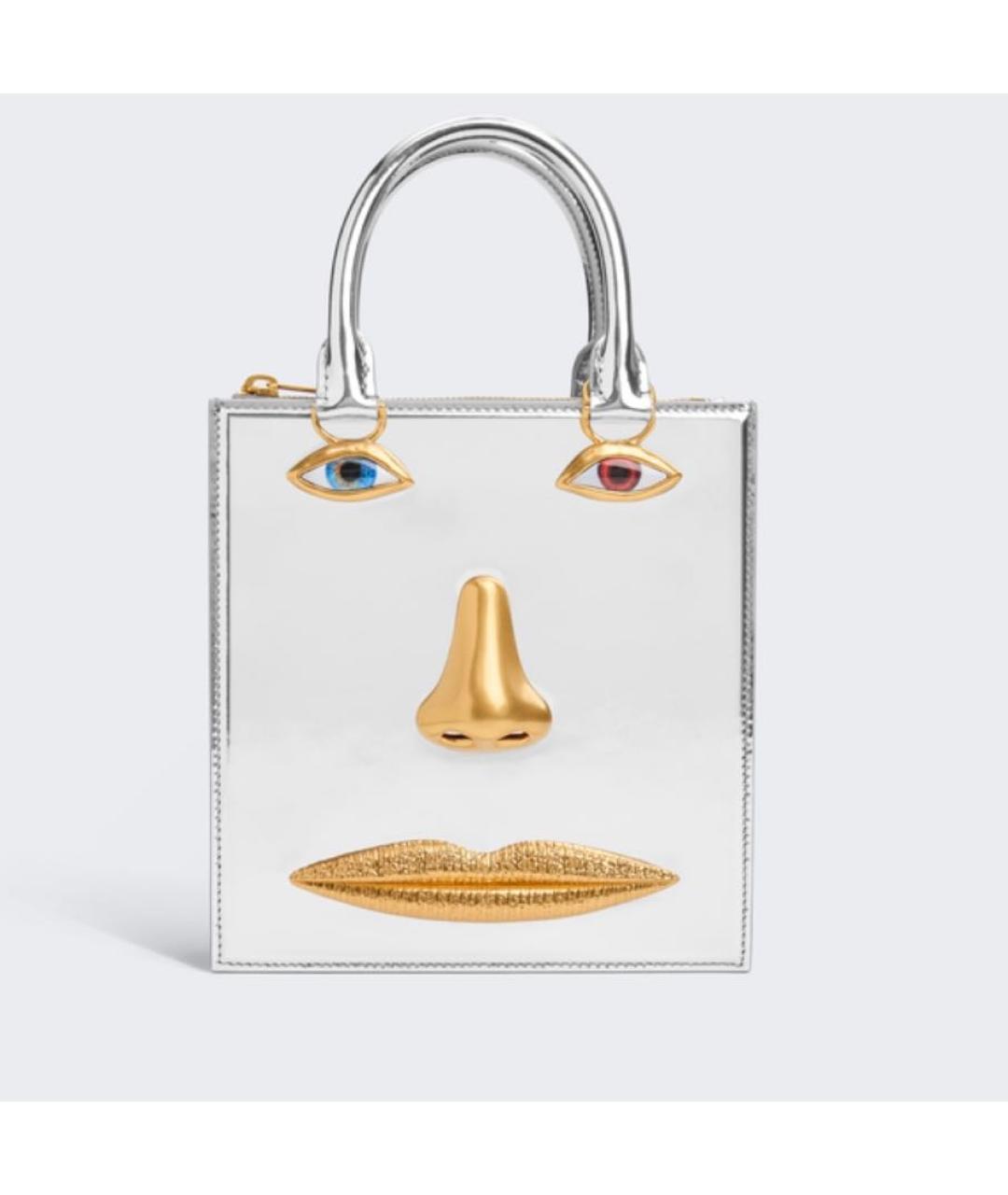SCHIAPARELLI Серебряная кожаная сумка с короткими ручками, фото 6
