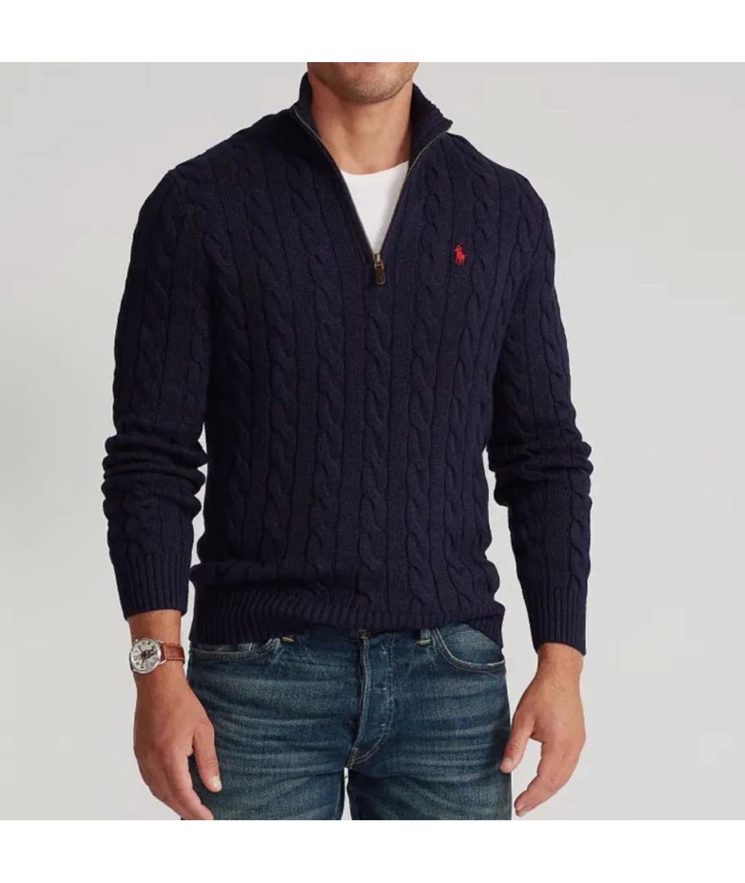 POLO RALPH LAUREN Темно-синий хлопковый джемпер / свитер, фото 3