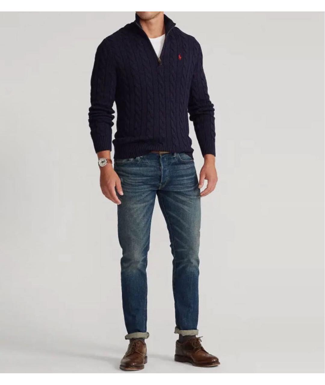 POLO RALPH LAUREN Темно-синий хлопковый джемпер / свитер, фото 4